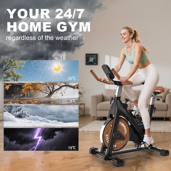Велотренажер з Bluetooth: велотренажер з магнітним опором, фітнес-велосипед для дому з LCD-дисплеєм, до 160 кг, чорний