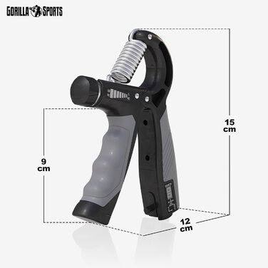 Регульовані гріпси Gorilla Sports® 5-60 кг з лічильником, нековзні - тренажер для пальців, передпліч, кистей рук та збільшення сили хвата для фітнесу та силових тренувань