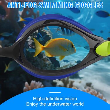 Маска для плавання Schwibrille Unisex (доросла), антизапітніюча, водонепроникна, UV-захист, широкий огляд, для чоловіків/жінок (M, BLYL)