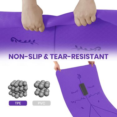 Килимок для йоги та фітнесу TPE 183x61 см (6 мм, фіолетовий) - Sportmatte Pilates Gymnastikmatte