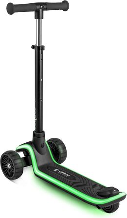 Дитячий триколісний самокат Cariboo LEDstar з підсвічуванням деки (ABEC-7), чорний