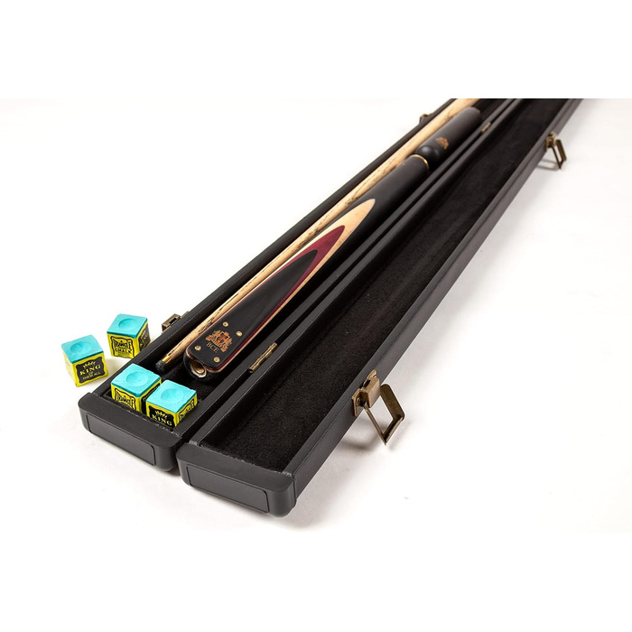 Більярдний кий BCE Heritage Sapele Snooker, магоні, ¾ розміру, 145 см - наконечник 9,5 мм, з подовжувачем 15 см та жорстким кейсом + аксесуари: наконечники ROS Elch, кубик крейди та крейда Riley