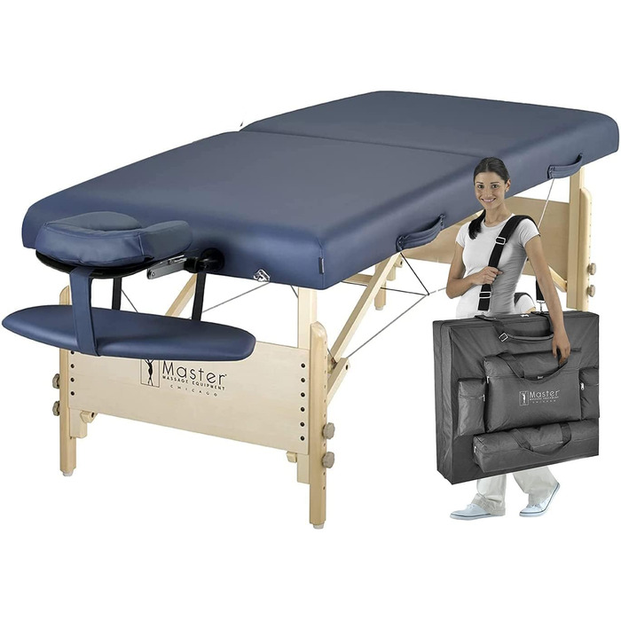 Складаний масажний стіл Master Massage Coronado 71 см, дерев'яний, для косметології та терапії, колір королівський синій