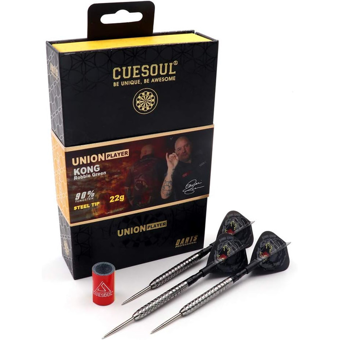 Дартс набір CUESOUL 90% вольфрам, 22г/23г/24г, сталева серія