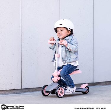Самокат дитячий Kinderroller 3в1 рожевий: самокат-біговел-колісний скутер з сидінням для дівчаток та хлопчиків