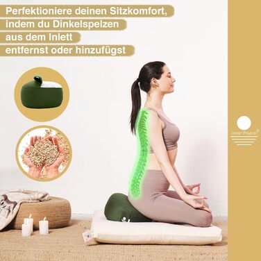 Медитаційна подушка Inner Peace з 100% органічної бавовни та наповнювачем з біо-спельти, кругла подушка для йоги та медитації, антрацит