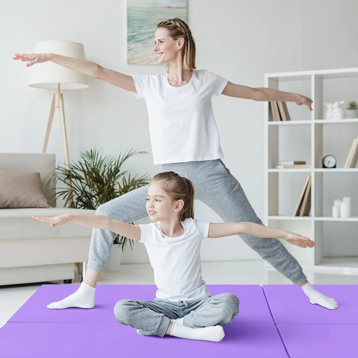 Складаний спортивний мат COSTWAY 180x60x5 см, водостійкий, нековзкий, для гімнастики, йоги та фітнесу, жовтий та рожевий