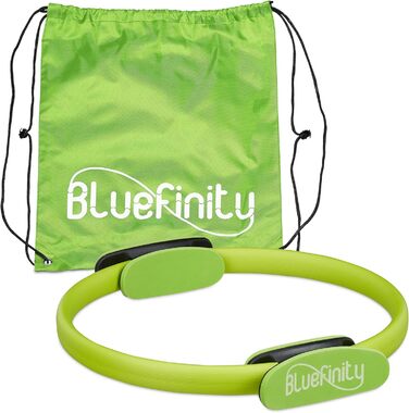 Пілатес кільце Bluefinity з подвійними ручками, м'яке, фіброволокно, для йоги та фітнесу, 2 шт, зелений, Ø 37 см + вправи