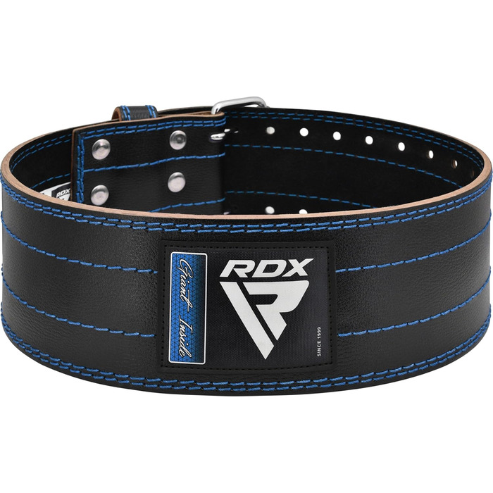 Шкіряний пояс для важкої атлетики RDX 4” IPL USPA, 12 отворів, 6 мм, пауерліфтинг, бодібілдинг, для тренувань, синій XL, чоловічий/жіночий
