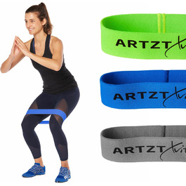 Тканинна фітнес-стрічка ARTZT vitality Theraband Loop Band, набір 3 шт, 30 см, для тренування рук, ніг, сідниць та пресу, 3 рівні опору, Німеччина