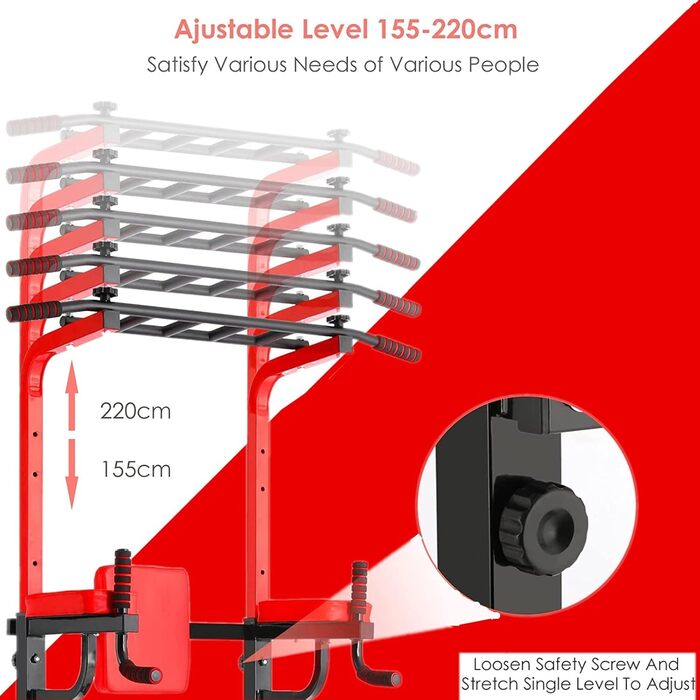Багатофункціональна станція для підтягувань та брусів Power Tower, тренажер для силових вправ і всього тіла, домашній спортзал, сталева рама, навантаження до 200 кг