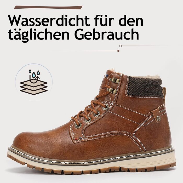 Чоловічі зимові черевики ANALEAF - теплі, водонепроникні, трекінгові, зелені (сіро-коричневі), 42 EU