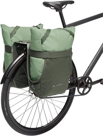 Велосипедна сумка VAUDE TwinShopper 44 л, окремі секції, дощовик, зелена