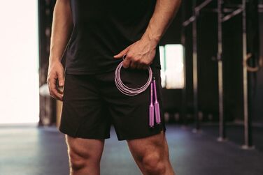Стрибальний канат Velites Fire 2.0 з алюмінію для крос-тренінгу, HIIT та боксу, з кульковими підшипниками та чохлом (Purple)