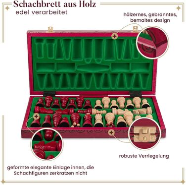 Шаховий набір Intarsien Pearl XL з вишневого дерева | Master of Chess | Класичний шаховий набір 42 см для дітей та дорослих | Шахове поле з фігурами (Червоний XL)