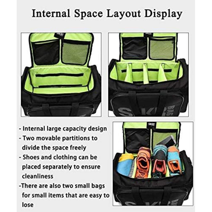 Спортивна сумка Artfilif: містка, з 3 відділеннями, для подорожей, чорна