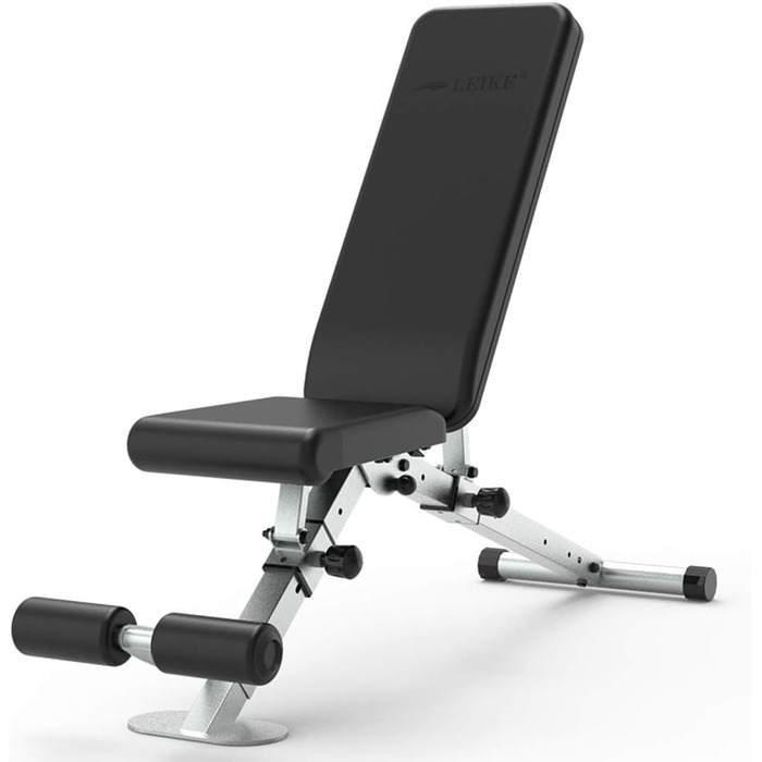 Leikefitness Регульована складана лавка для жиму, чорна, автоматичне блокування, для силових і повноцінних тренувань тіла GM5810