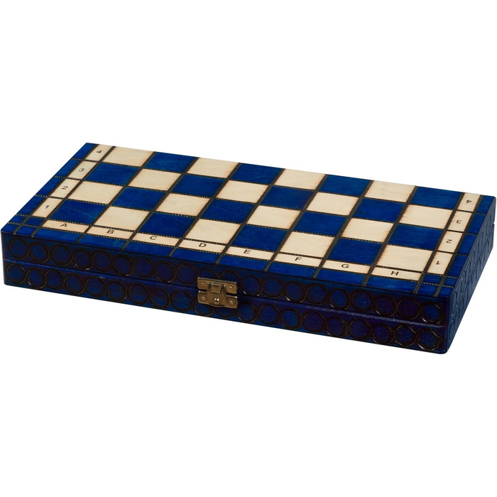 Шаховий набір Sunrise Chess Mittleres Königliches в синьому кольорі (35x35 см) – поєднання традицій та сучасного стилю