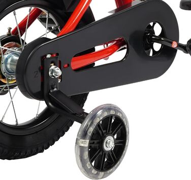 Дитяче велосипед 12 дюймів, для дітей 2-5 років з бічними колесами, тренувальний велосипед з пляшкою та кошиком, велосипед для дівчаток та хлопчиків, регульована висота, червоний