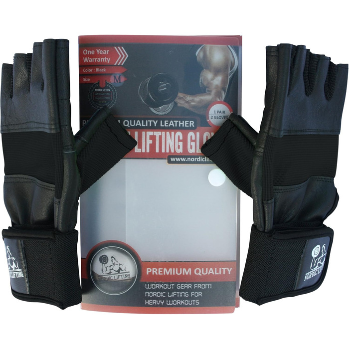 Тренувальні рукавички Nordic Lifting з фіксатором зап'ястя (30 см) – для фітнесу та крос-тренінгу – чорні, XS (для жінок та чоловіків)