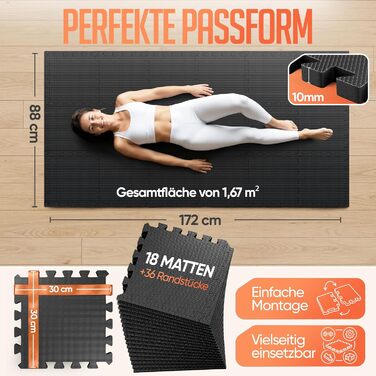 Фітнес-килимок Puzzle Anthracite 1.67 м² (18 матів) + Антиковзкий килимок в подарунок | Килимок для спорту, гімнастики, тренувань