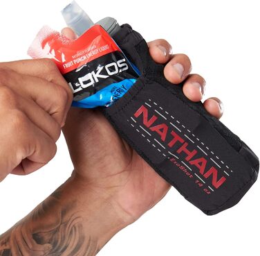 Nathan ExoDraw Grip Free Running Soft Flask 530 мл, BPA-free, з чохлом, сталь-сірий/чорний/червоний, пляшка для води для бігу