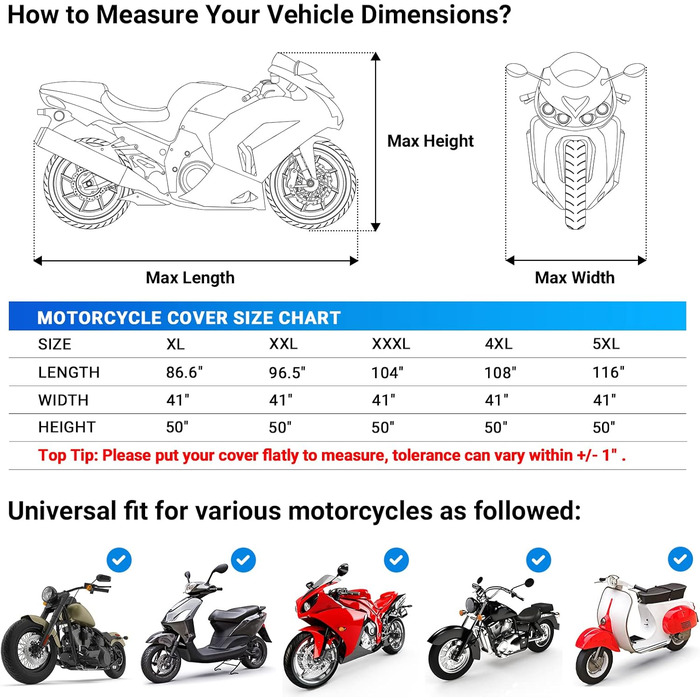 Мотоцикл чохол захисний Favoto XXXL 265x105x125 см - сріблястий, захист від сонця, дощу, снігу та пилу