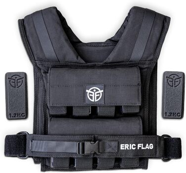 Обтяжувальний жилет Eric Flag 20 кг або 10 кг з металевими вантажами, регульований, для кроссфіту, силових тренувань, каллістеніки та спортзалу, унісекс, преміум-якість