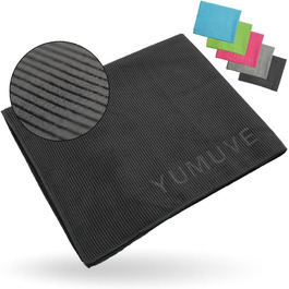 Рушник для фітнесу YUMUVE 125x50 см – спортивний рушник з покриттям для обладнання – неслизький & швидковисихаючий – мікрофібра, рифлена тканина – ідеально для спортзалу, тренажерного залу, йоги, тренувань – 5 кольорів (антрацит)