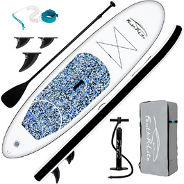 Надувна SUP-дошка FunWater для дорослих, комплект: весло, помпа, рюкзак, лінія безпеки, водонепроникна сумка, синьо-чорна