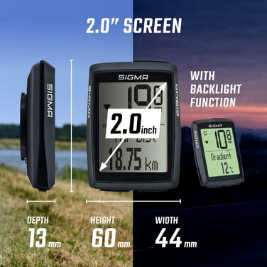 Велокомп’ютер Sigma BC 14.0 WL STS, бездротовий, з каденсом, 14 функцій, висотомір, великий дисплей, водостійкий, тривалий час роботи, гнучке кріплення