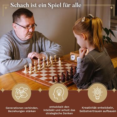 Шаховий набір Intarsien Pearl XL з вишневого дерева | Master of Chess | Шахи 42 см | Класичні шахи для дітей та дорослих - шахове поле та фігури з вишні XL