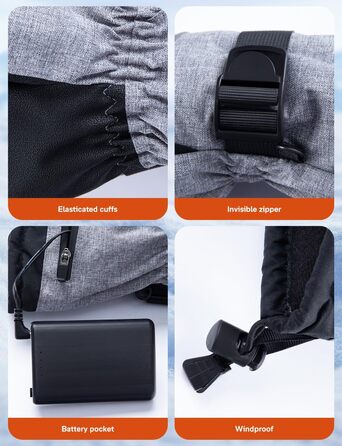 Електричні гріючі рукавички ALLJOY 10000mAh з 3 рівнями нагріву для чоловіків, жінок, мотоциклістів, катання на лижах та роботи на вулиці