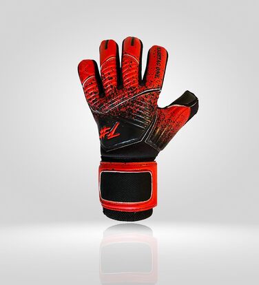 Воротарські рукавички #1 Hashtag One Hyper Grip для дітей та дорослих, німецький бренд, для футболу, чорні з червоним, для штучної та натуральної трави, розмір 7