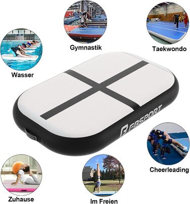 Airtrack FBSPORT 60x100x10 см: килимок для гімнастики, акробатики, йоги з насосом та сумкою