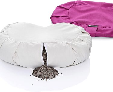 Подушка для йоги BODYMATE Halbmond 42x30x15 см, рожева - гречане лушпиння, бавовняний чохол, подушка для медитації