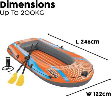Надувний човен Bestway Kondor Elite 3000, 246x122x45 см, комплект
