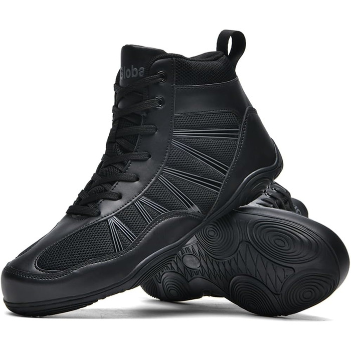 Боксерські черевики чоловічі хай-топ, унісекс, чорні. Професійні боксерські черевики для занять та тренувань. Розмір 43 EU.