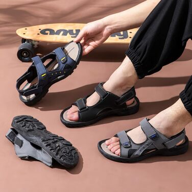 Чоловічі сандалі JOMIX для активного відпочинку та подорожей, на липучках, чорні (45 EU)