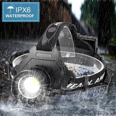 Ліхтар на лоб LED XHP70 з USB зарядкою, 90000 люмен, 5 режимів, Zoom, водонепроникний, для кемпінгу, полювання, бігу, риболовлі, велоспорту (чорний)