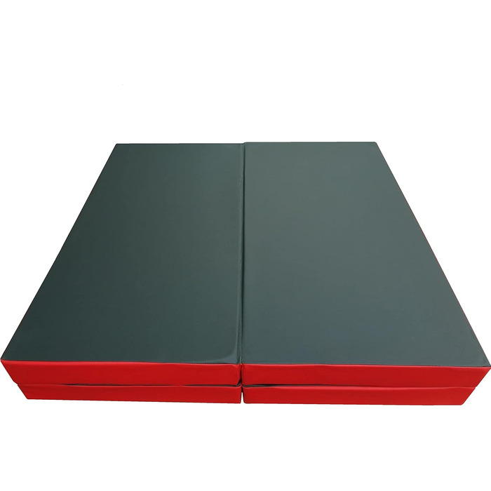 Складаний гімнастичний мат NiroSport 200x100x8 см, м'який, водонепроникний, для фітнесу, спорту, тренувань, гостьовий матрац, зелено-червоний