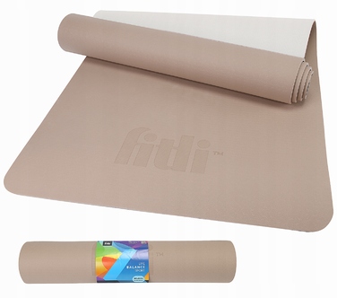Фітнес-килимок Fitli протиковзкий, бежевий, TPE, 183x61 см