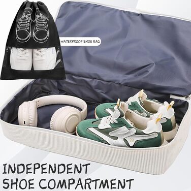 Спортивна сумка YOUYIKE з вельвету для жінок та чоловіків, місткість 20-35Л, з відділенням для взуття та вологих речей, дорожня сумка-вікендер для фітнесу, тренувань та подорожей (Коричневий/Білий)