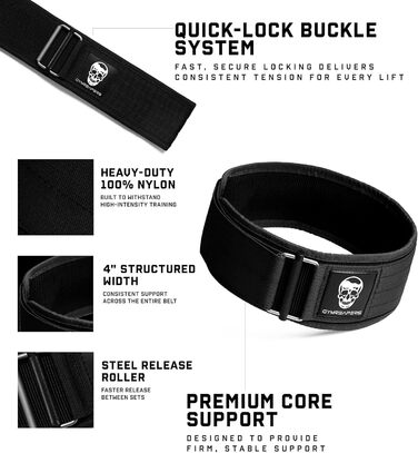 Пояс для важкої атлетики Gymreaper з неопрену та металевою пряжкою – для бодібілдингу, пауерліфтингу, крос-тренінгу (XXX-Large, Чорний)