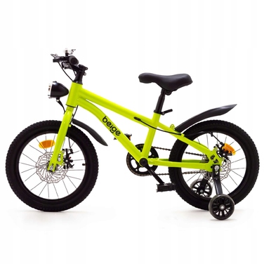 Дитячий велосипед Rowerek 14 дюймів, зелений, з дисковими гальмами та підтримувальними колесами