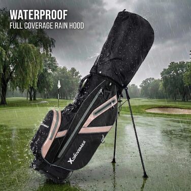 Сумка для гольфу, легка сумка на штативі з 8 відділеннями для чоловіків та жінок, преміум сумка для гольфу з дощовим чохлом, кишеню-холодильник та набір аксесуарів для гольфу (рожевий)