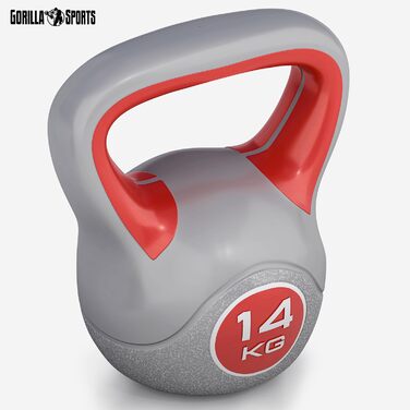Kettlebell GORILLA SPORTS з пластику, 2–20 кг, окремо чи комплект, зі/без підставки, гиря для фітнесу