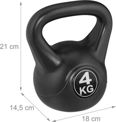 Kettlebell Relaxdays пластиковий, різні ваги, чорний, для фітнесу, для чоловіків і жінок