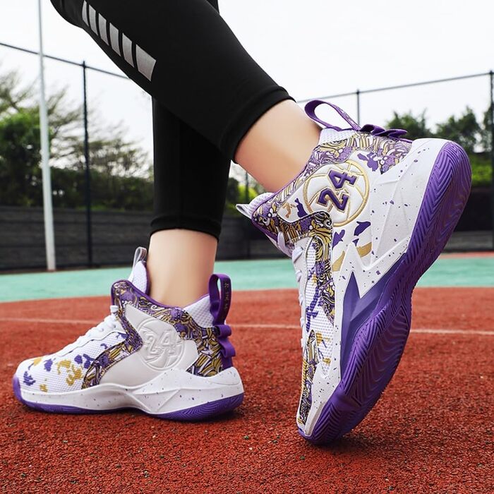 Кросівки баскетбольні чоловічі/жіночі, спортивні, для ходьби, легкі, з антиковзаючою підошвою, зносостійкі, 36-45 EU (38 EU, білий/фіолетовий)