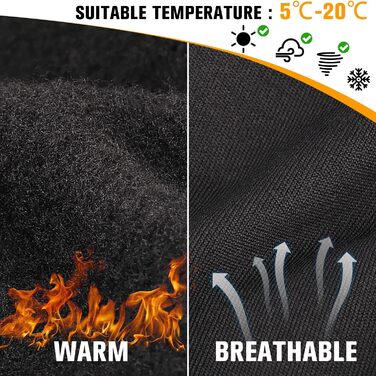 Рукавички для їзди на велосипеді, бігу та хайкінгу: теплі, непромокаючі, з антиковзаючою поверхнею та підтримкою сенсорного екрану (чорний, L)